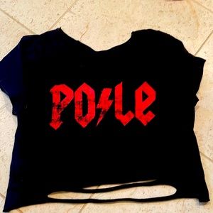 Pole dancer crop top with slit back